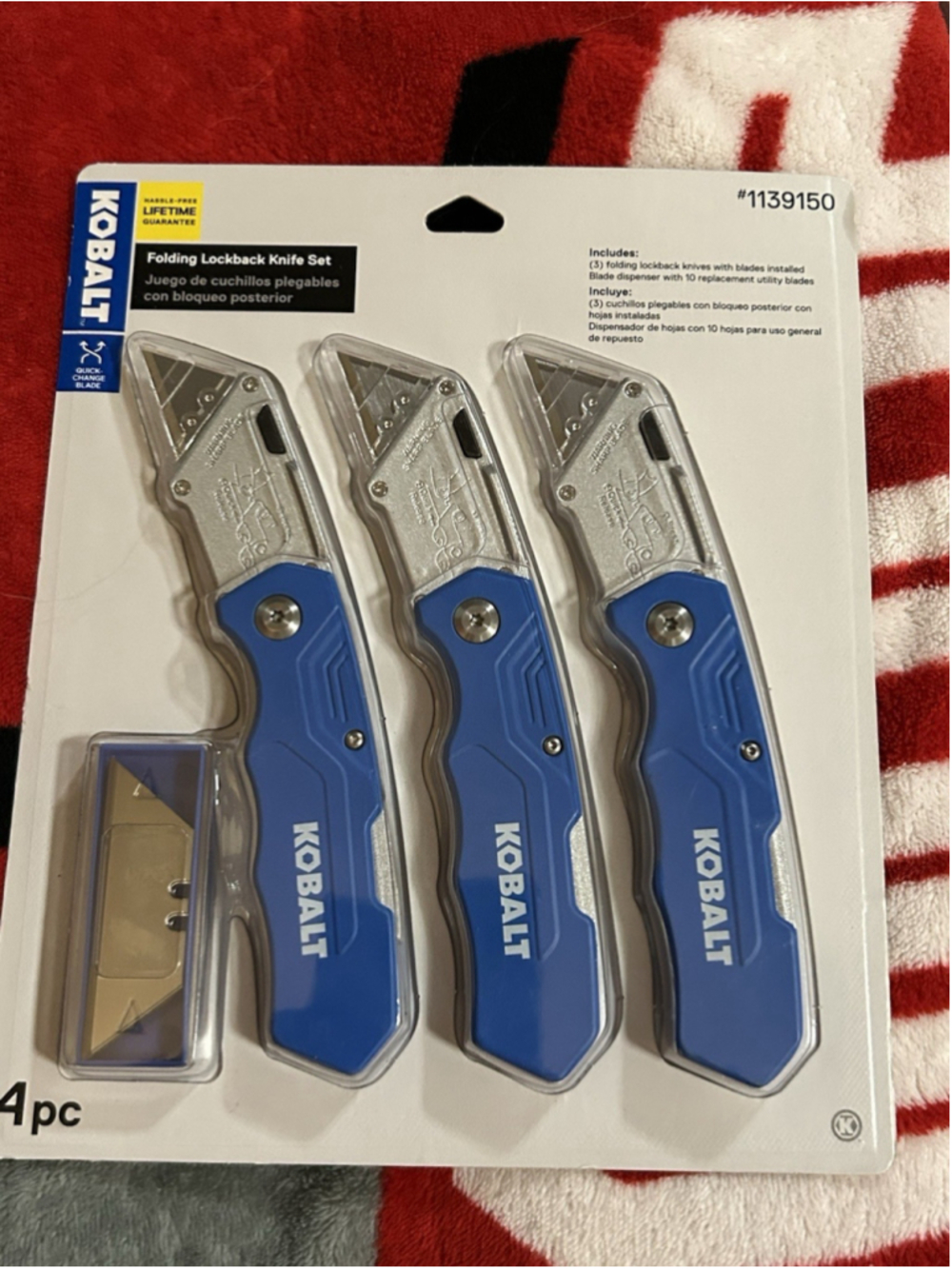 Kobalt Folding Lockback Knife Set Three Knives with Blades Installed